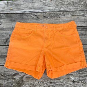 Orange 2000's Cuffed Cotton Shorts